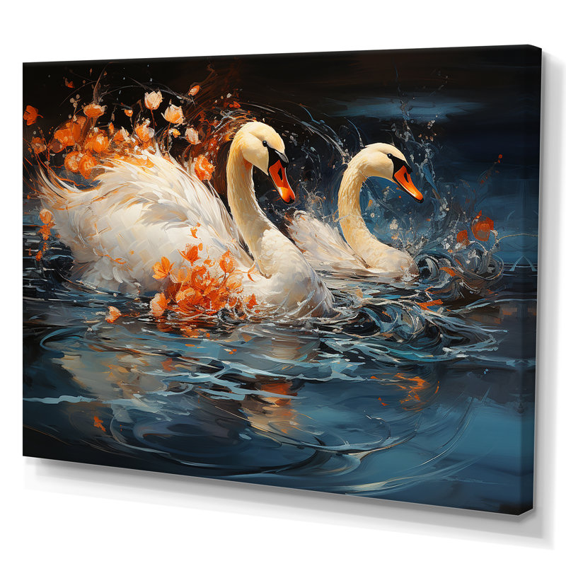 Cygnes voyage I sur toile, H 34 po x l 44 po x P 1,5 po, Toile tendue