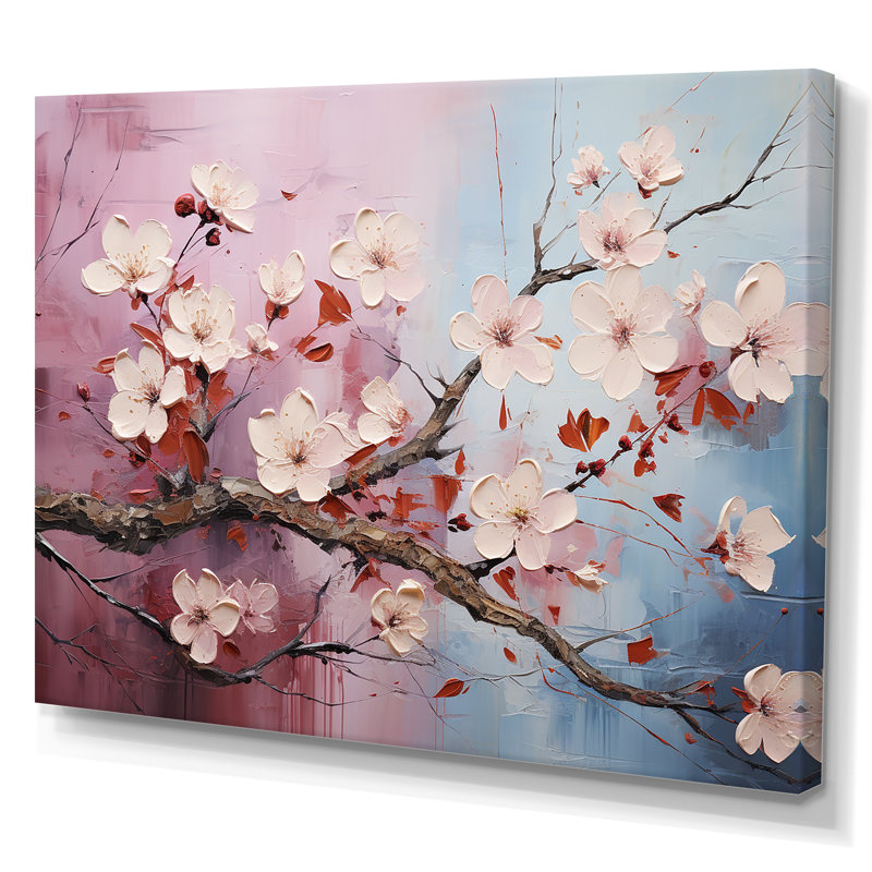 Fleur de cerisier du Japon, reproduction d'art I, Toile tendue, H 34 po x l 44 po x P 1,5 po