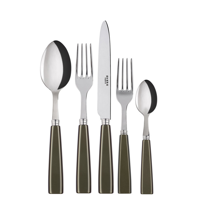 Icone 5 - Piece Stainless Steel Flatware Set - Service for 1, Olive