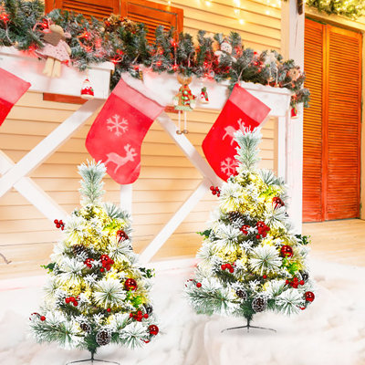 Arbre de Noël artificiel enneigé 2,4 pi avec 30 lumières claires et colorées