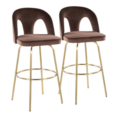 Ensemble de tabourets de bar pivotants élégants avec revêtement en velours et repose-pieds
