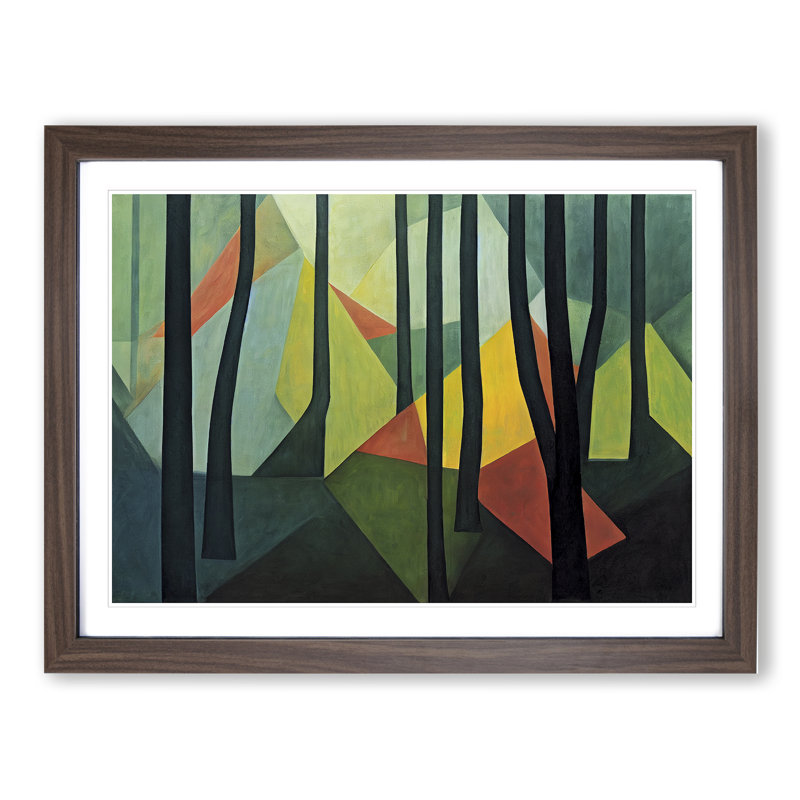 A Bold Abstract Forest - Single Picture Frame Painting, Walnut, 25cm H x 34cm W x 2cm D