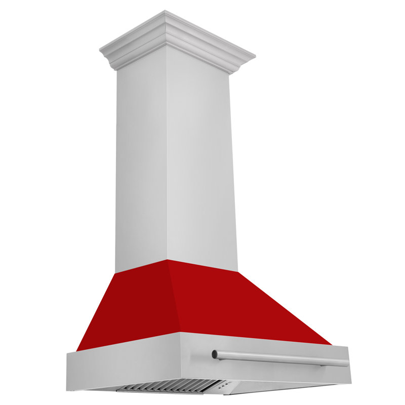 30" 400 CFM Ducted Wall Mount Range Hood with Nightlight, Red Matte