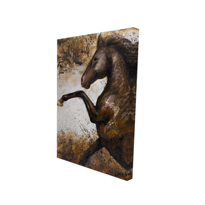 Horse rushing into the soil - Brown canvas for home decor