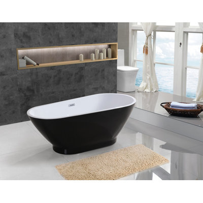 63'' x 32'' Freestanding Soaking Fiberglass Bathtub