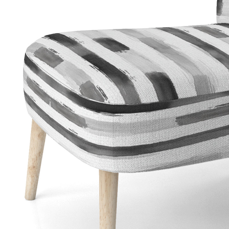 Chaise d'appoint moderne avec lignes grises et blanches Featherlight, Chaise d'appoint sans accoudoirs