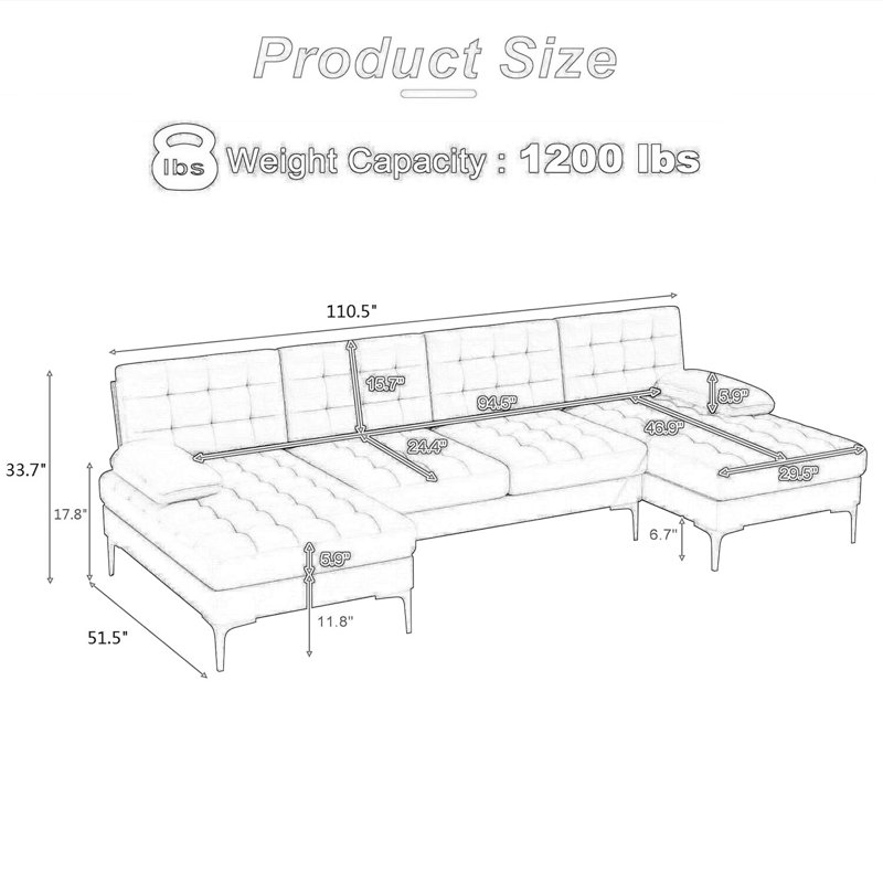 Canapé modulaire Kiyaan, Mélange de lin beige