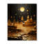 Pleine lune dorée, temple de l'abondance - horloge murale paysage abstrait-99636079