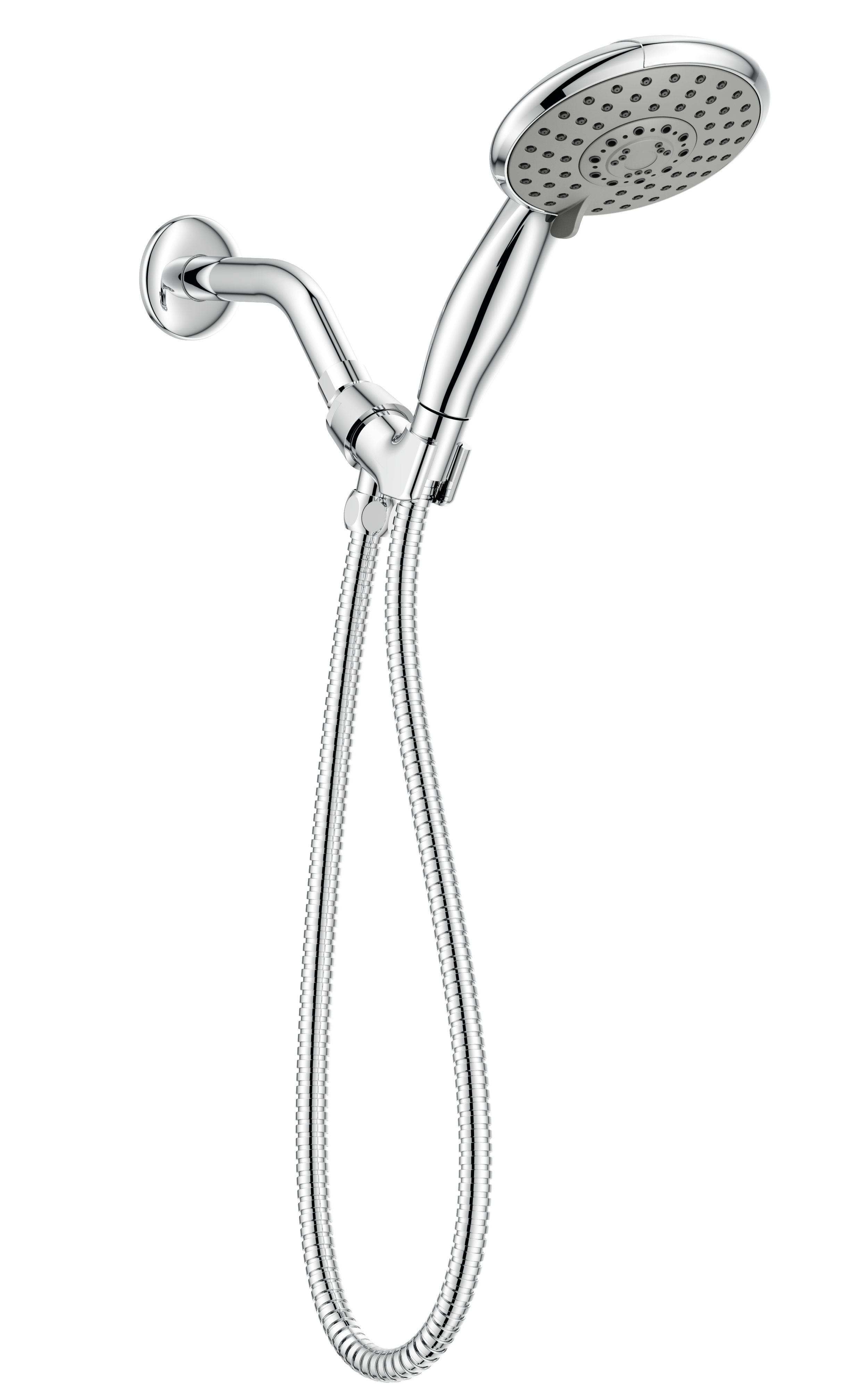 Ana Bath Dual Duschsystem – Handbrause & Duschkopf 12,7 Cm (5 Zoll), 5 Funktionen, Gebürstetes Nickel, Mit 2,4 M Schlauch