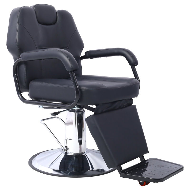 Fauteuil de coiffeur hydraulique tout usage pour salon de coiffure et barbier, similicuir noir