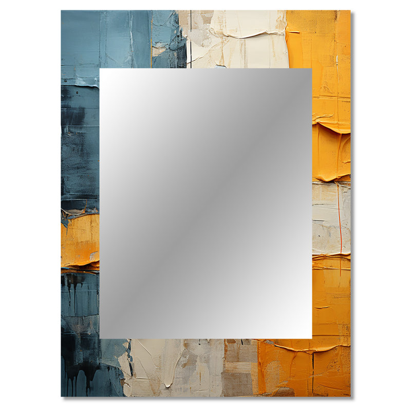 Papier Quilt II - miroir mural décoratif abstrait, miroir moderne, impression d'art en métal, 40 po x 30 po