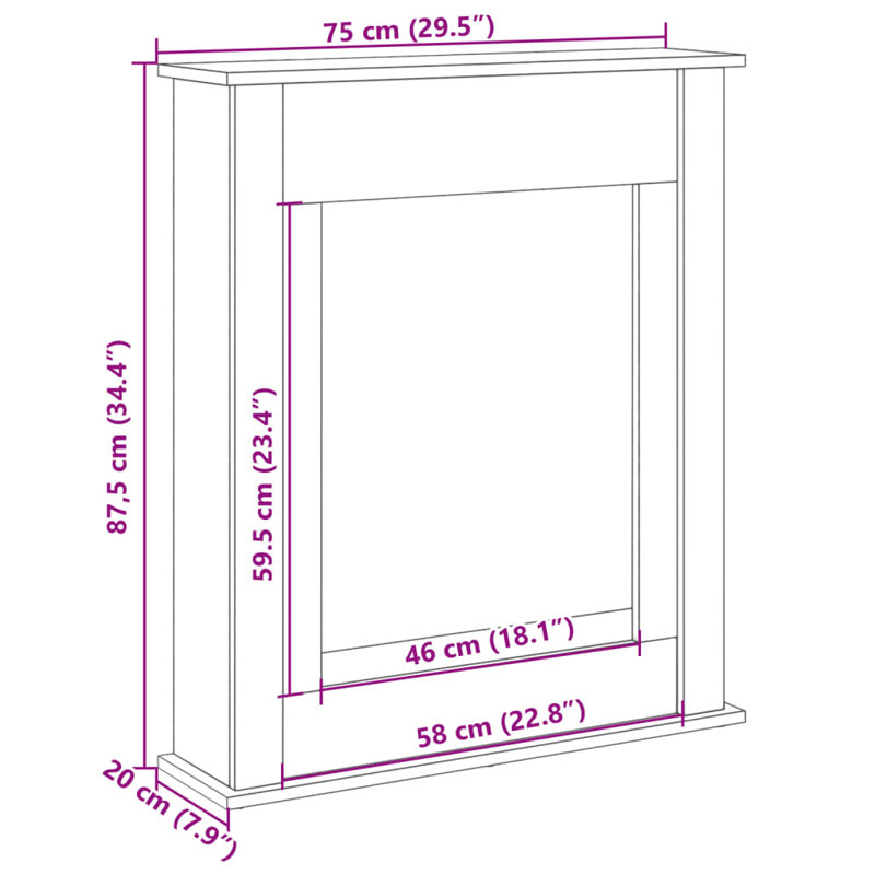  Fireplace Surround 29.5X7.9X34.4" Engineered Wood, Black