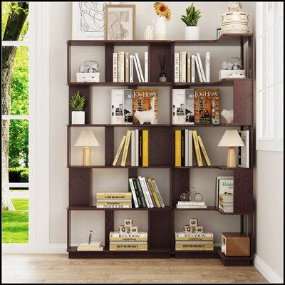 Ensemble de 2 bibliothèques combinées gratuites, tablettes d'angle peu encombrantes avec longueurs de 55 cm et 80 cm, 4 options de couleurs