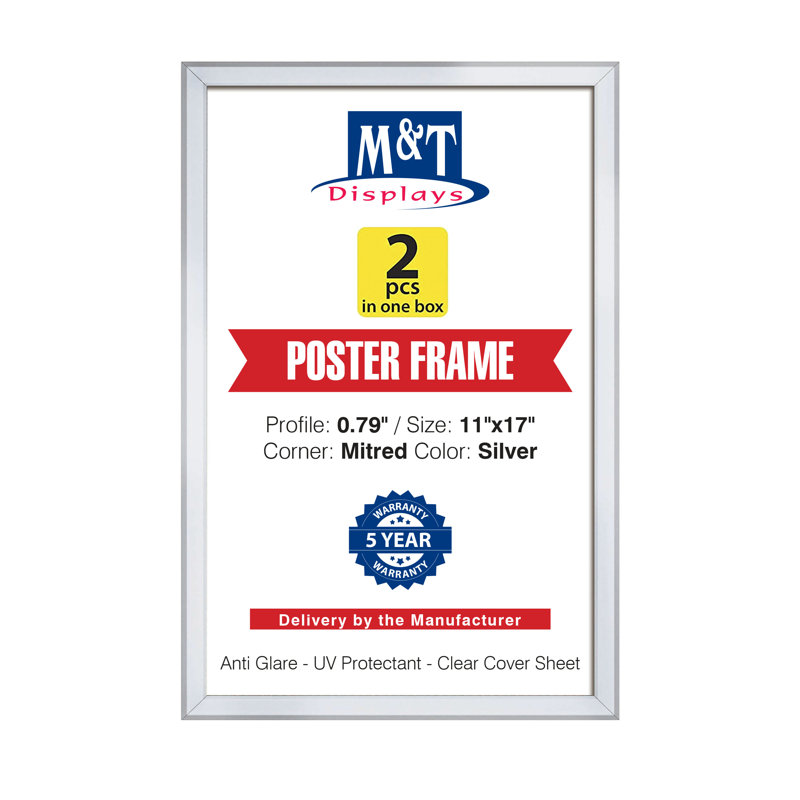 Metal Picture Frame - Set of 2, 11" x 17", Silver