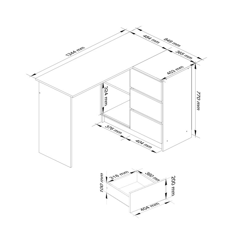 Sicely L-Shaped Desk