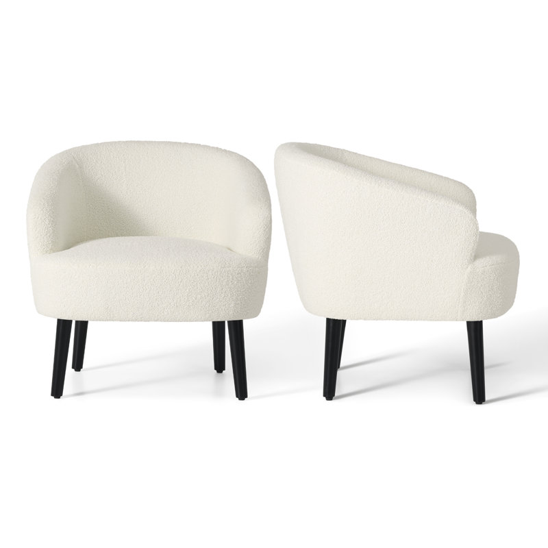 Bayville Upholstered Barrel Chair, Cream Polyester Blend