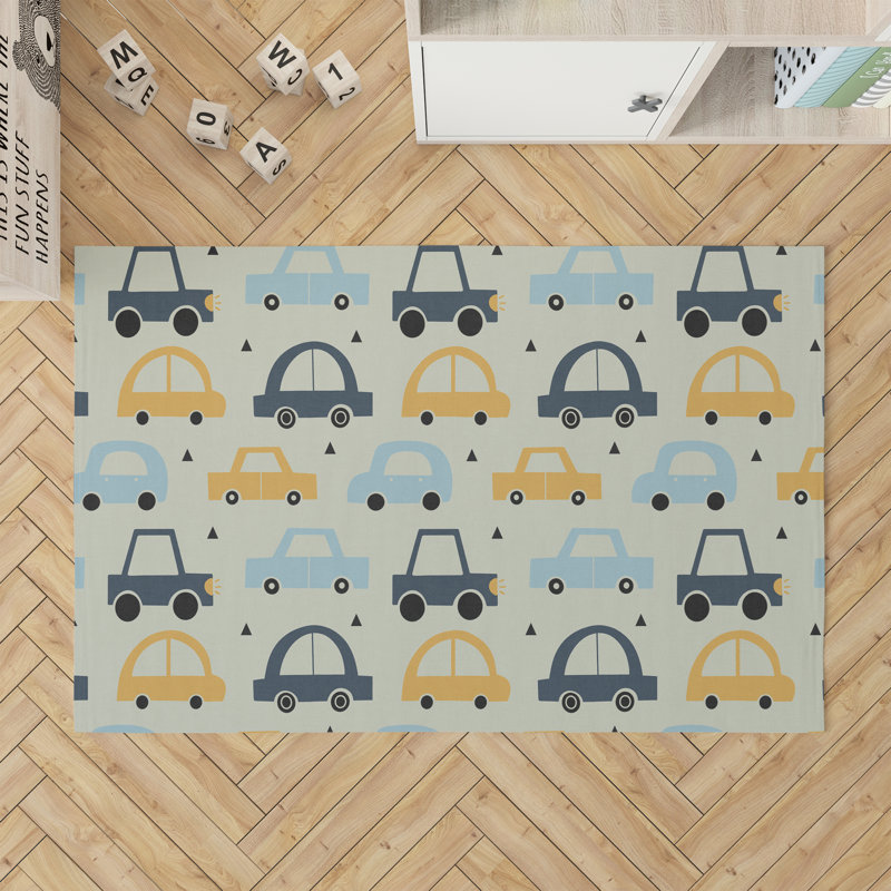 Driveway Colorized Kids Play Mat, Rectangle 3' x 5', Light Green/Yellow