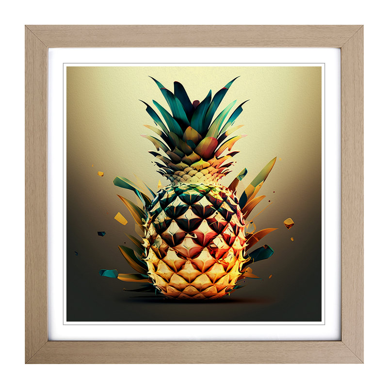 Pineapple 1 Piece Single Picture Frame Wall Art, Oak