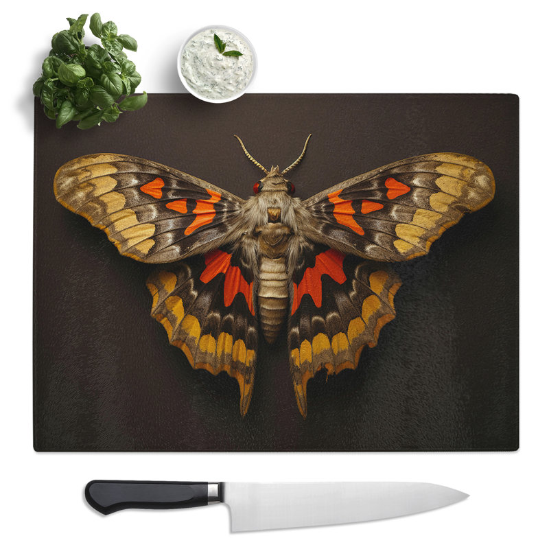 Moth Photograph 8K No.2  Glass Chopping Board