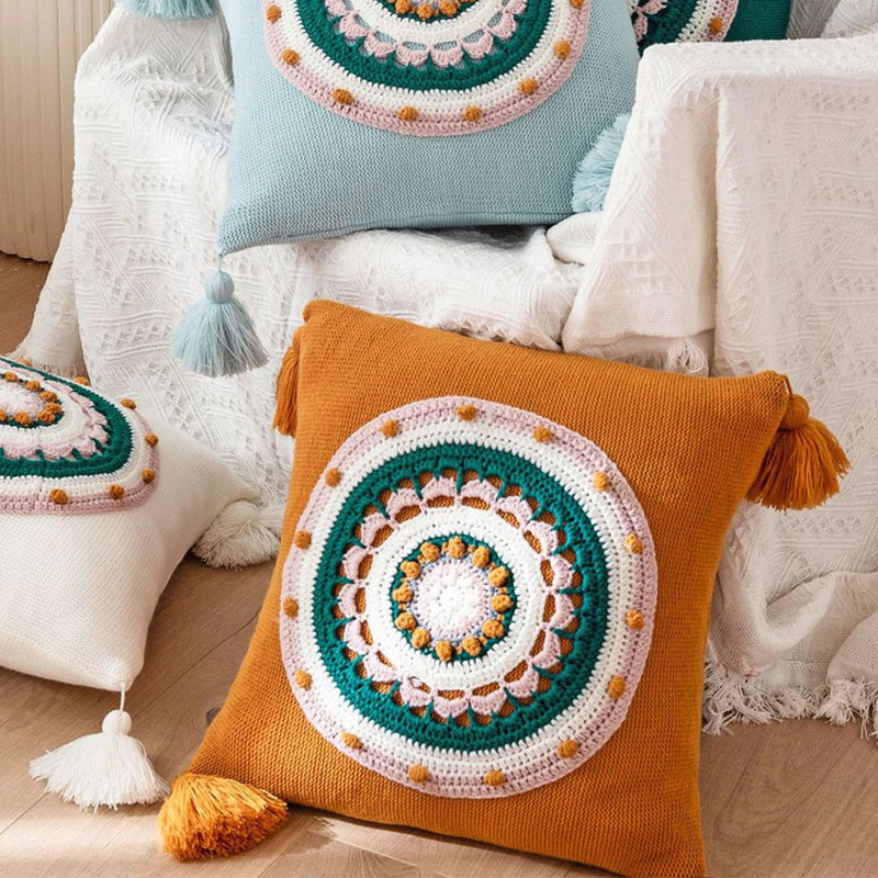 Coussin décoratif bohème pour canapé-lit 18 x 18 po