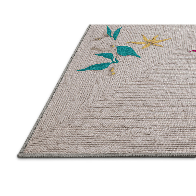 Machine Washable Gray Area Rug, Square 7'
