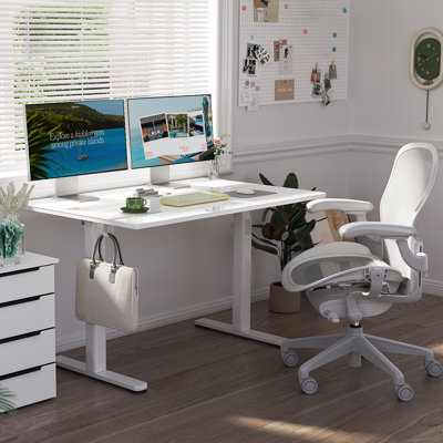 40-inch Minimalist Style Electric Standing Desk with Multi-Functional, Wide Height Adjustment with 4 Memory Preset - White