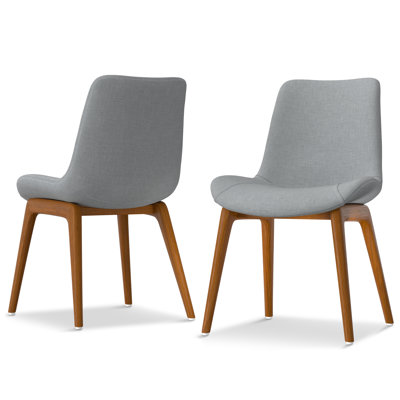 Loretta Fabric Upholstered Dining Chair with Solid Wood Frame in Mid-Century Modern Style (Set of 2)