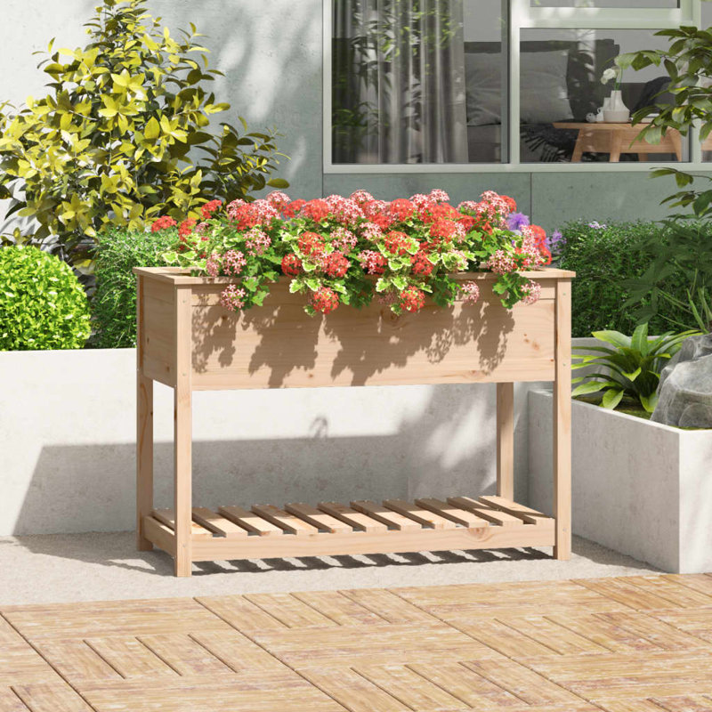 Aalap Wood Raised Garden Bed, Natural Brown, 81cm H x 111.5cm W x 54cm D