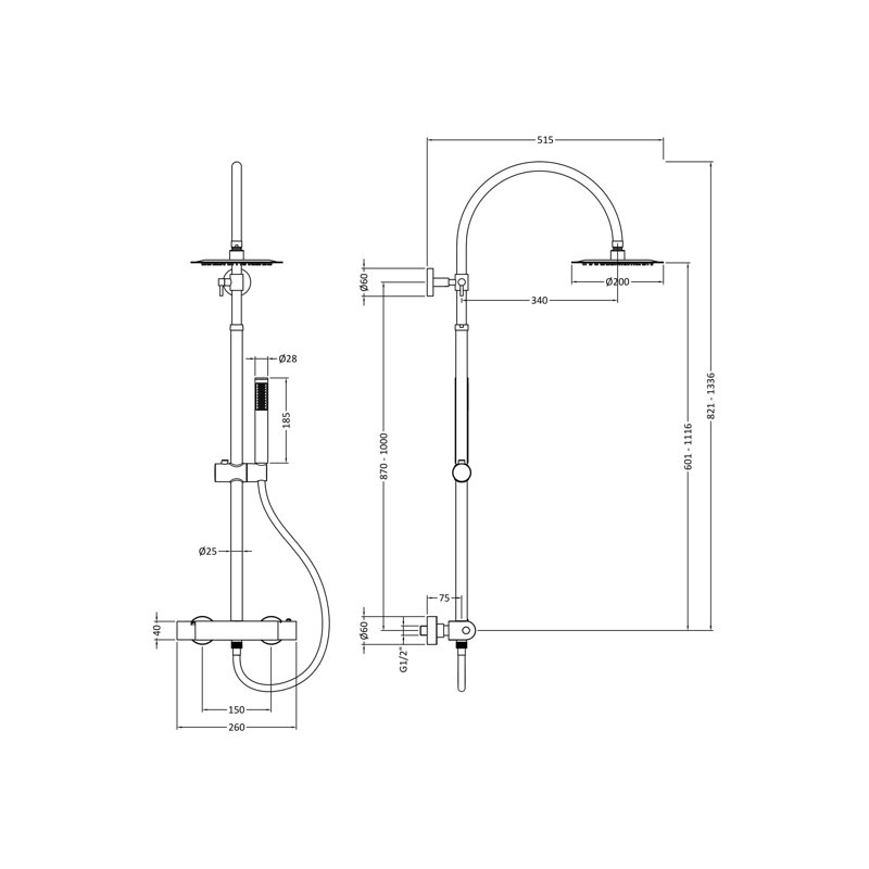 Brass Thermostatic Shower with Dual Shower Head