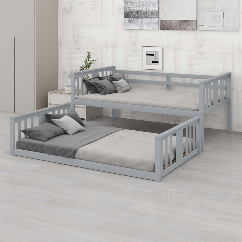 Lit superposé avec glissoire et échelle, Gris
