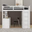 Lit mezzanine simple avec tiroirs, bureau et garde-robe-348677464