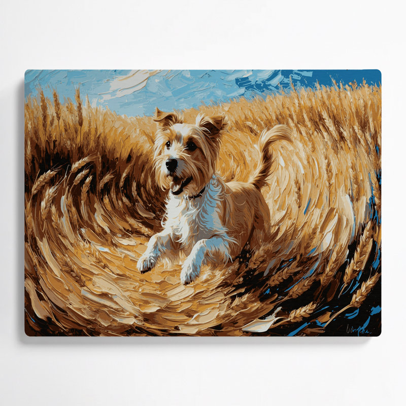 «Dogs Soft Coated Wheaten Terrier», art mural en métal brun, H 24 po x l 36 po