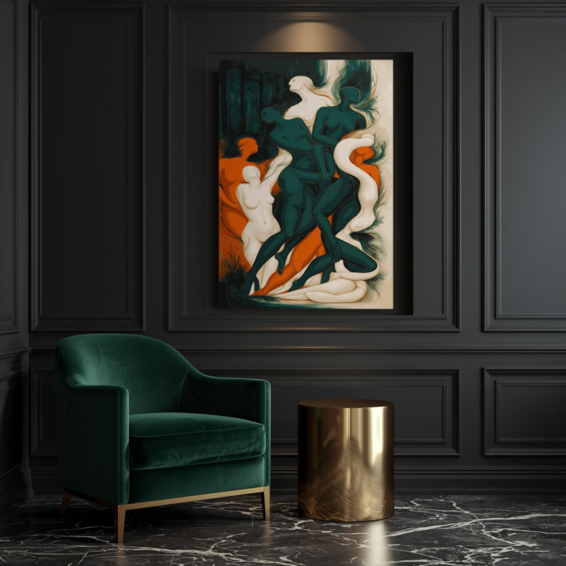 Abstrait art figuratif vert sur toile 70, H 14 po x l 11 po