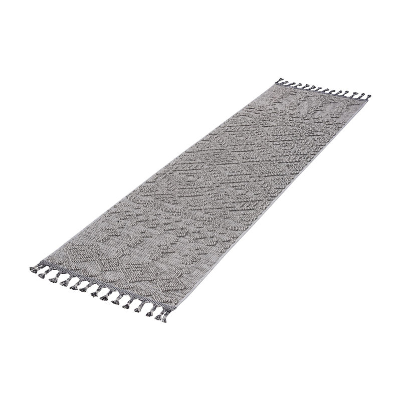 Collection 8X10 White/White /Traditional Indoor/Outdoor Area Rug, Runner 2'2" x 8'