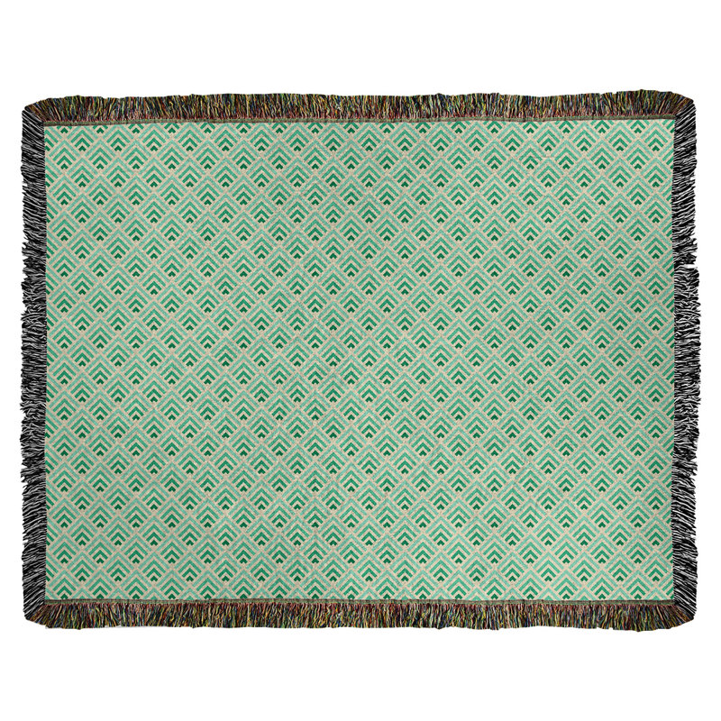 Couverture en coton tissé Katelyn Elizabeth, L 60 po x L 80 po, Jaune/vert