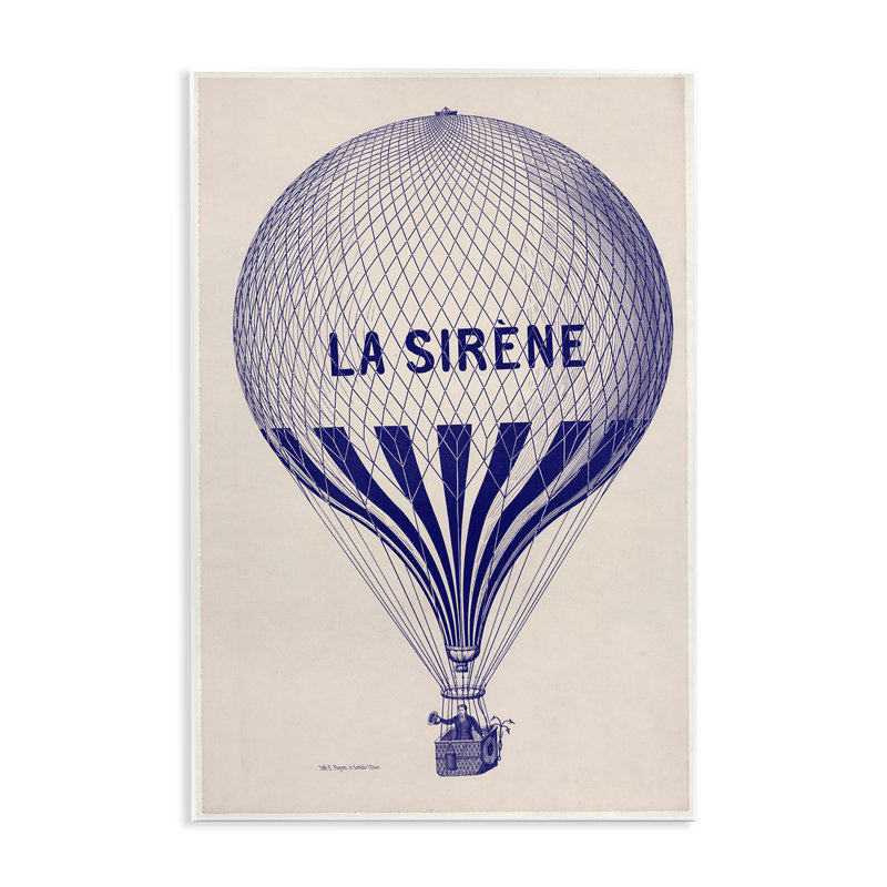 Art mural rétro sur montgolfière, design par Marcus Jules, H 15 po x l 10 po