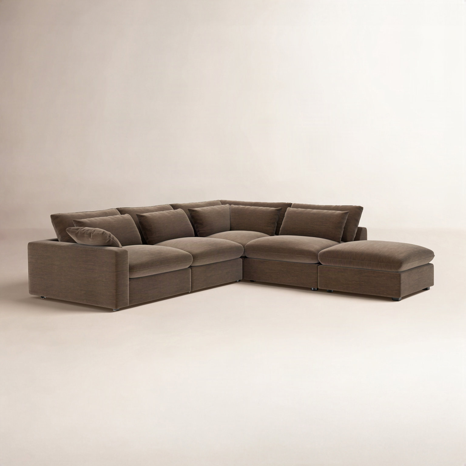 Remy Sectional, Right Hand Facing, Nave Bark Performance Distressed Velvet