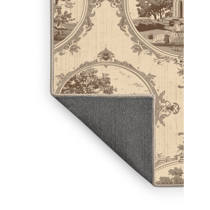 Tapis moelleux moelleux au look rétro de style rétro Dahill - beige, 8 x 10