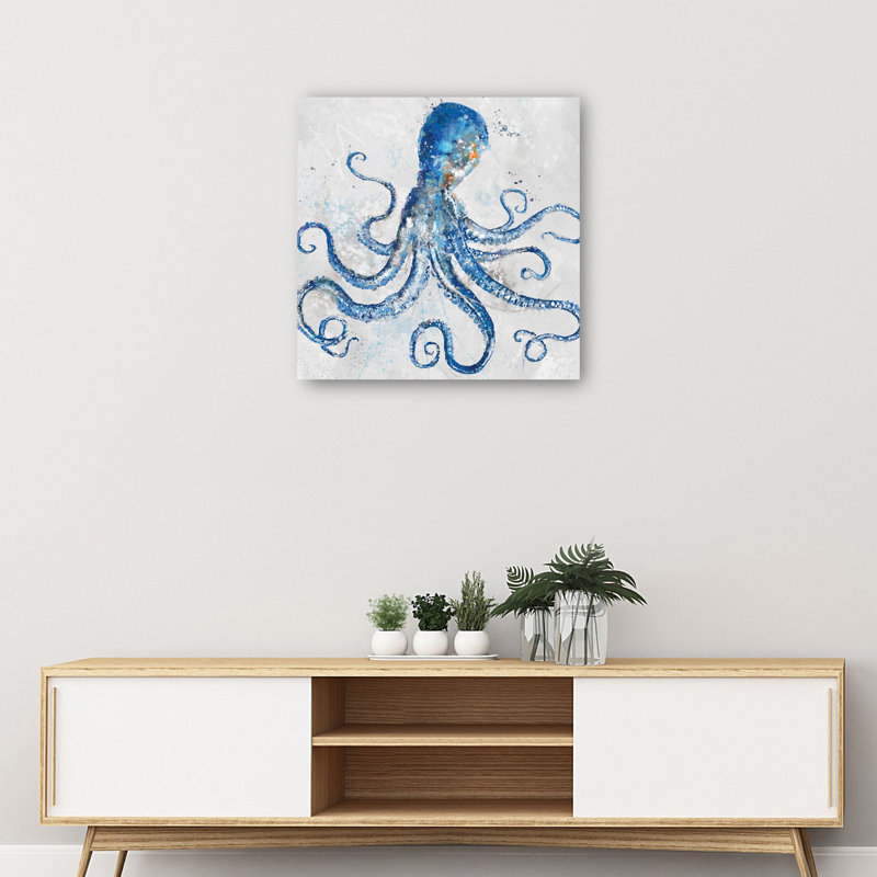 Pieuvre par Studio Arts, reproduction d'art sur toile, Toile tendue, H 12 po x l 12 po x P 1,5 po