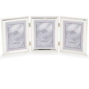 Weinstock Plated Bead Hinged Triple Picture Frame