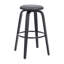 Tabouret de bar pivotant sans dossier de 76 cm (30 po) de hauteur, style moderne du milieu du siècle, avec repose-pieds coulissant et confortable. Revêtement en similicuir gris et bois noir.