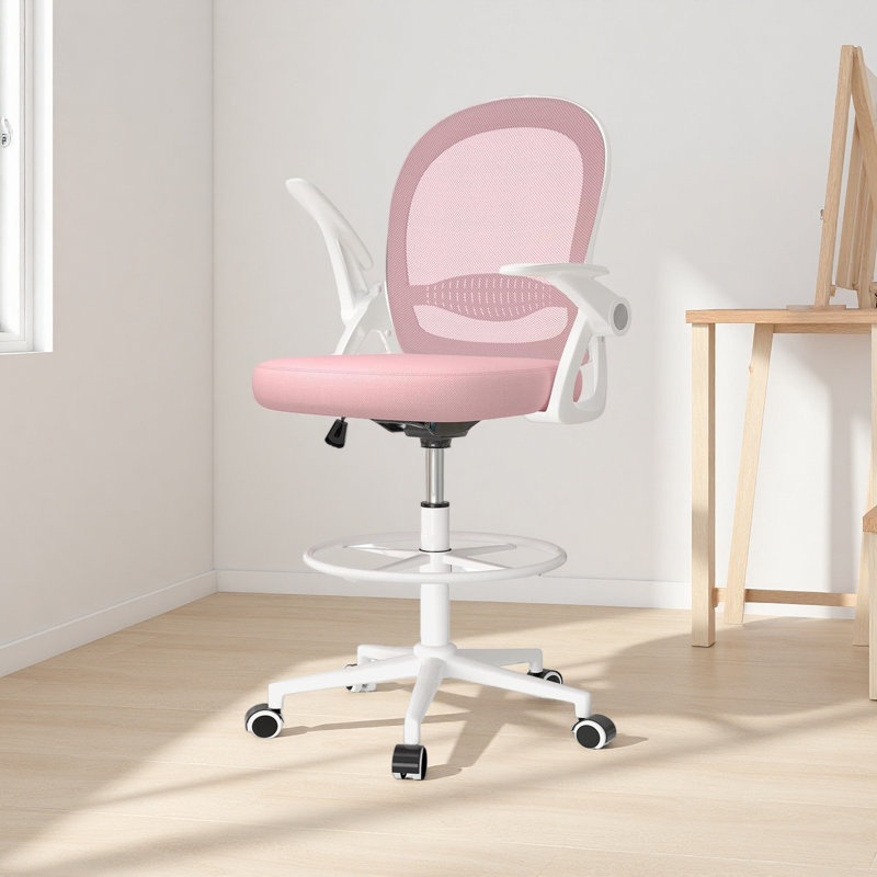 Lintz Desk Chair, Pink/White