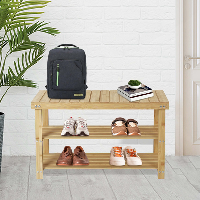 Étagère à chaussures en bois de pin massif 27,5 po - 3 niveaux