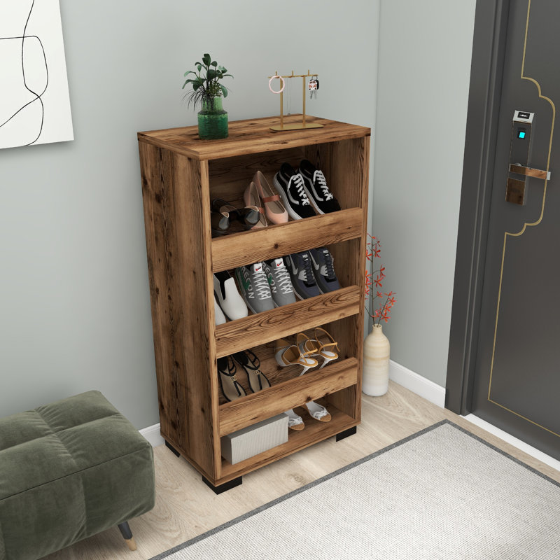 Shoe Rack 12 Pair Leslie, Light Brown