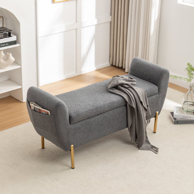 Banc de rangement rembourré Leaysia, Gris