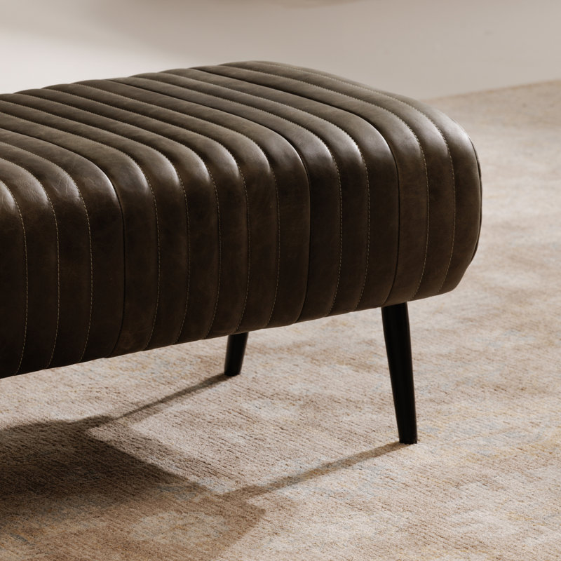 Endora Leather Bench, Olive Green, Black