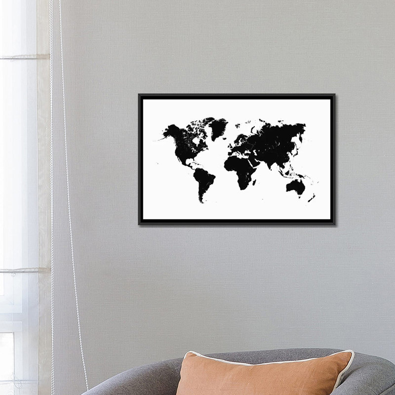 « world », impression sur toile tendue, H 8 po x l 12 po x p 0,75 po, Pas de tapis, Toile tendue