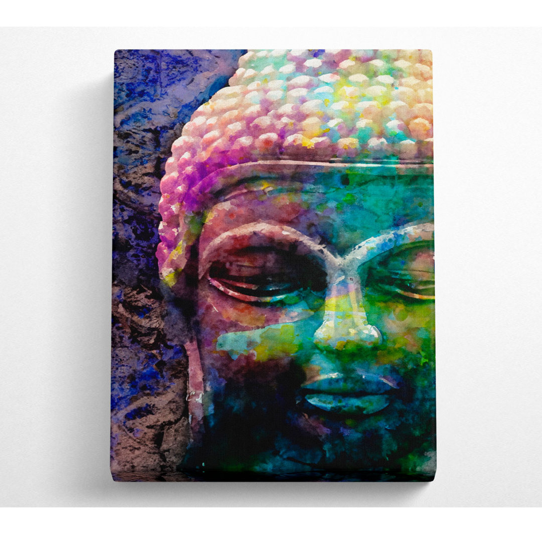 Retro Regenbogen Buddha - Druck