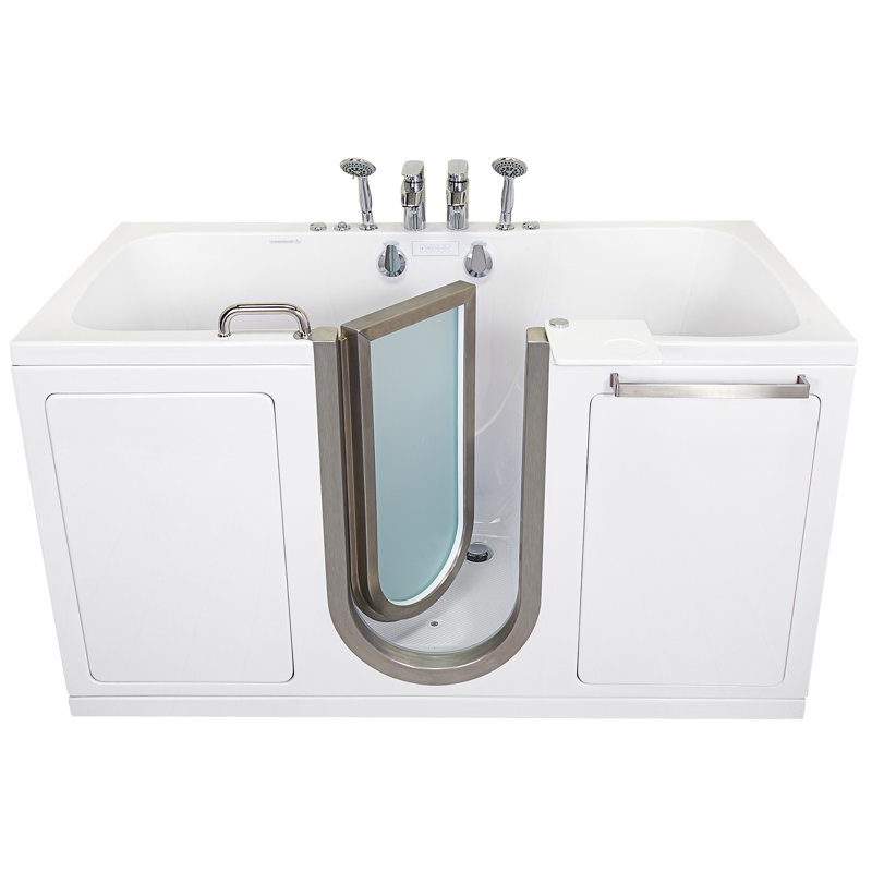 Ella Escape 36"x72" Two Seat Walk in Bathtub, Air + Hydro + Independent Foot Massage, 2 2 Piece Faucets, Dual 2" Drains, Heated Seats