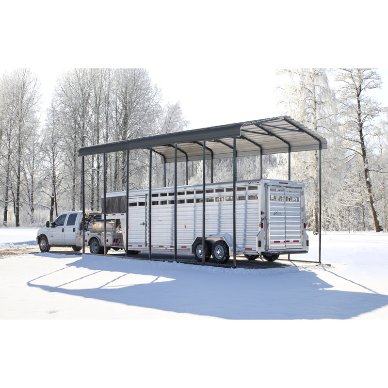 14 ft. x 29 ft. Charcoal Galvanized Steel RV Carport Kit